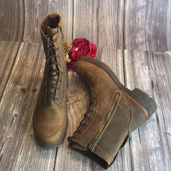 TIMBERLAND Graceyn Brown Leather Lace Up WP Lug Sole Boots 8M - Picture 3 of 15